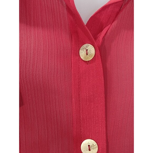 Linea By Louis Dell'Olio Red Sheer Button Front Blouse Size 1X - Picture 4 of 15